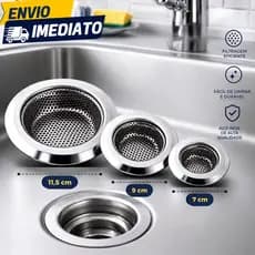 Ralo para Pia Aço Inox com Borda Cozinha Ralinho 5,4cm, 7cm , 9cm , 11,5cm