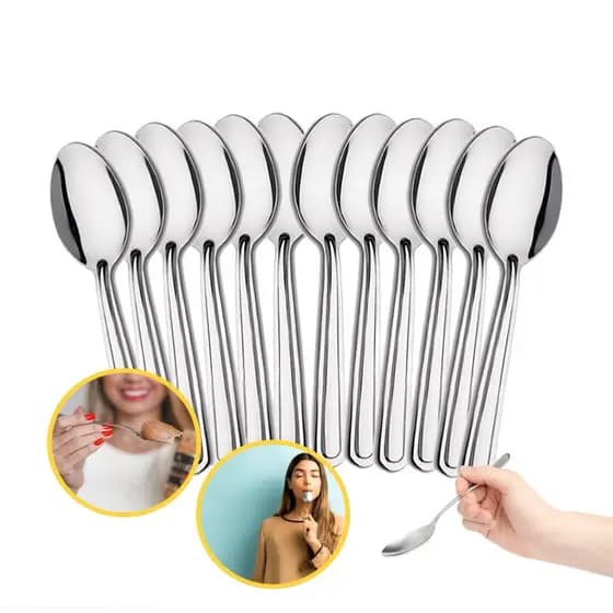 Jogo de Talheres Aço Inox 6 a 48 Peças Colheres de Mesa e Sopa