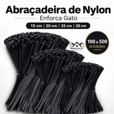 kit Abraçadeira de Nylon Enforca Gato Zip Tie Lacre Plástico Tamanhos Variados 100 a 500 Unidades