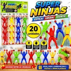 KIT 20 Super Ninja Boneco Gruda Parede Escala Grude Vidro Brinquedo Lembrancinha Festa Infantil