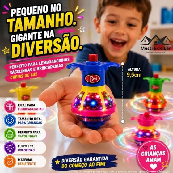 Kit 3/6/12 Pião Giroscópio Brinquedo Infantil Brincadeira Criança Lembrancinhas Presente
