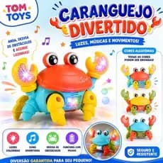 Brinquedo Caranguejo Musical Interativo Infantil Luzes Som Movimento