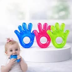 Mordedor de Bebê Mãozinha com Água Gel Massageador Gengivas Alivia Dor Macio Brinquedo Sensorial