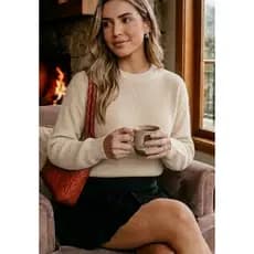 Blusa de Tricô Feminina Emma Elegante Manga Longa Canelada Inverno 2026