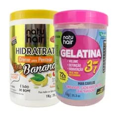 Kit Creme para Pentear Yes Banana + Gelatina modeladora de cachos 3 em 1 Natuhair 1 KG