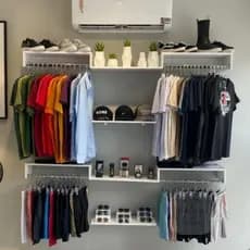 Kit Closet Aberto Suspenso C/ Cabideiros e Prateleiras  60cm - Modulável Organizador Roupeiro-106