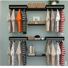 Kit Closet Aberto Suspenso C/ Cabideiros e Prateleiras  60cm - Modulável Organizador Roupeiro-106