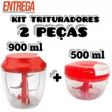 Kit 2 Peças Triturador Picador Alho Cebola Vinagrete Com Cordinha Manual