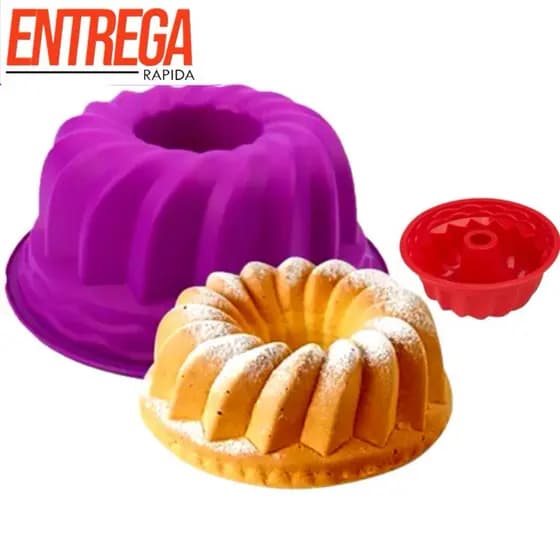 Forma de Bolo Vazada para Pudim e Torta de Forma de Silicone com Furo Central 21cm Artigos Para Cozinha Itens Achadinhos da Shopee Casa Baratinho Coisas Diferentes da Shopee