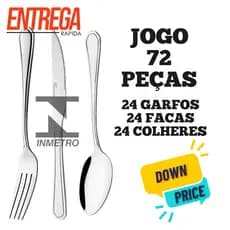 Jogo Garfo Faca Colher Inox 72 Peças Restaurante Bufffet