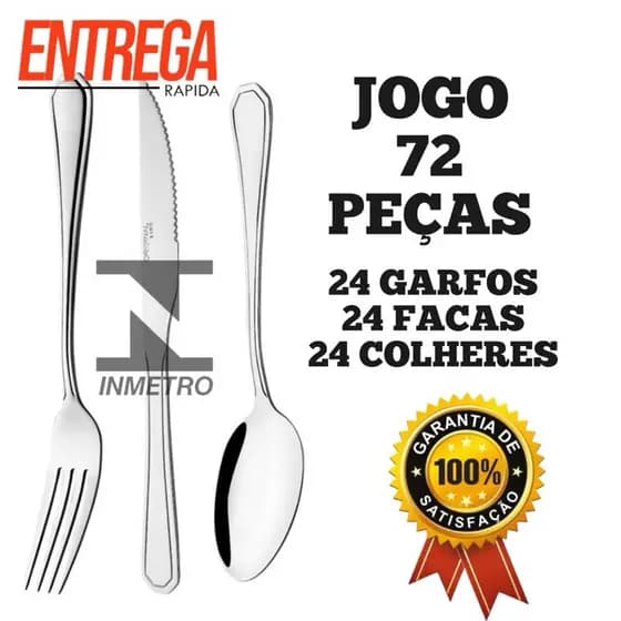 Jogo Garfo Faca Colher Inox 72 Peças Restaurante Bufffet