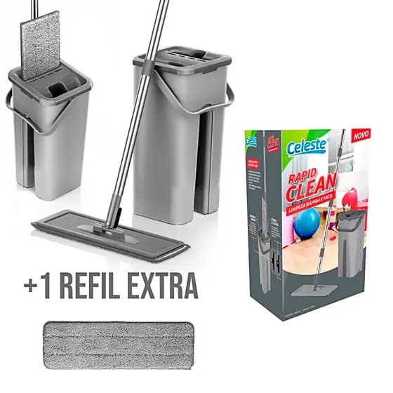 MOP FLAT RODO MÁGICO VERTICAL MULTIUSO DA CELESTE - COM REFIL EXTRA