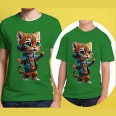 CAMISETA VERDE GATO GATINHO DE CHAPEU CAMISA 100% ALGODÃO PENTEADO DE ALTA QUALIDADE ESTAMAPA DTF