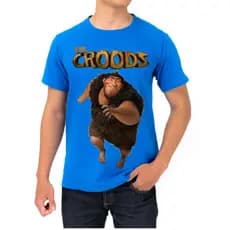 CAMISETA AZUL OS CROODS FAMILIA IDADE DA PEDRA FILME DESENHO ANIMADO CAMISA 100% ALGODÃO ENVIO IMEDIATO