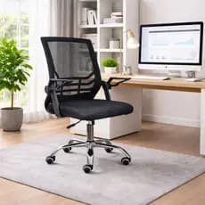 Cadeira escritório Mesh Secretária Giratória Braço Flexível ergonômica Preta Best Chair linha prime