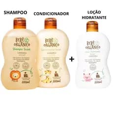Kit Shampoo + Condicionador + Loção Hidratante - Cuidado Natural e Delicado para o Bebê 600 ml