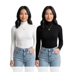Blusa Feminina Gola Alta Canelada Manga Longa Conforto e Estilo para Todas as Estações