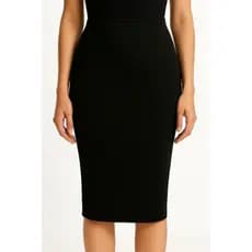Saia Midi Preta Canelada Feminina Elegante Sem Fenda – Conforto e Estilo