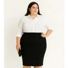 Saia Midi Canelada Feminina Evangélica Plus Size – Elegante e Confortável (EXG e G1)