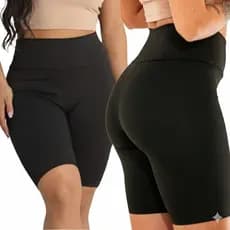 KIT COM 3 UNIDADES Short Modelador Feminino Biker Preto Cintura Alta Confortável Sem Transparência Academia e Casual