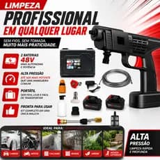 Lavadora de Alta Pressão Portátil Sem Fio 48V 2 Baterias WAP Lavadora de Carro Moto Calçada com Maleta