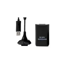 Bateria Controle Xbox 360 Recarregável com Cabo Carregador USB Kit para Controle Sem Fio Preto