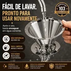 Coador de Café Inox 103 Permanente Filtro Aço Inox 304 Reutilizável Sem Papel Ecológico