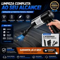 Aspirador Automotivo Portátil Sem Fio Recarregável Potente Mini Aspirador Premium Para Carro USB