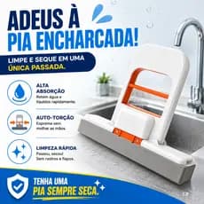 Mini Mop Absorvente Portátil para Pia e Bancada Rodo Esponja Auto Torção Limpeza Rápida Multiuso