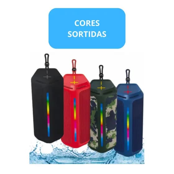 Caixa de Som Bluetooth Portátil 15W RMS à Prova D'Água Bluetooth 5.2 USB Cartão de Memória P2
