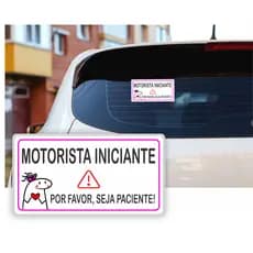 Placa Motorista Iniciante com Ventosa para Fixação Seja Paciente