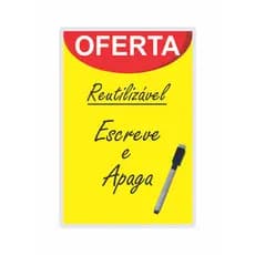 Cartaz Oferta Supermercado Placa de Promoção Preço 2 Unidades Mais Caneta Escreve e Apaga