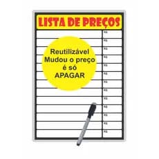 Tabela Preço Placa Preço Mercado Cartaz Lista de Preço Reutilizável
