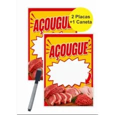 Kit 2 Placas de Preço Reutilizáveis Para Açougue Feira Quitanda 29x20 cm