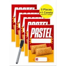 Kit 5 Placas Pastel Reutilizáveis Para Preços Apagável 29x20 cm Para Feira Pastelaria