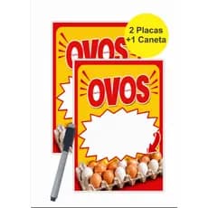 Kit 2 Placas Reutilizáveis  Preços  Placa de Ovos Feira Quitanda Mercearia 29x20 cm