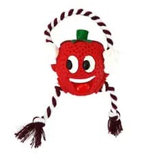 Brinquedo Para Cães Mordedor Morango Com Corda Resistente