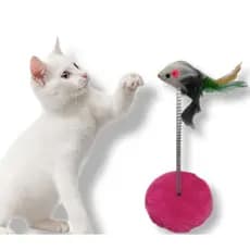 Brinquedo Para Gatos Mola Ratinho Com Pena Para Gatos