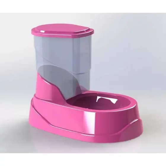 Comedouro Dosador Pote De Ração Alimentador  Automático Para  Cachorro Gato  Rosa 500 Gr