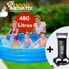 Kit Piscina Inflável Infantil Com Bomb de Ar Capacidade 480 litros 1,83m x 33 cm Bestway Para Crianças Super Resistente