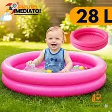 Piscina Inflável Infantil De Bebê Criança 28 Litros Colorida Banheira Portátil Praia Verão Rosa Menina