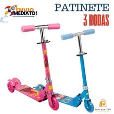 Patinete Infantil Com Led Nas Rodinhas Para Meninos E Meninas Desenhos Variados, Leve, Resistente E Dobravel