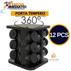 Porta Temperos e Condimentos Giratório Resistente  Com 12 ou 9 ou 6 Potes De Vidro
