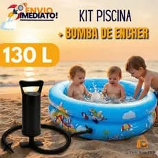 Piscina Infantil Inflável Menina Ou Menino 130 Litros + Bomba De Encher
