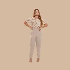 Nara, Conjunto Social Feminino Calça Skinny  e Blusa com Manga Elegante Formal