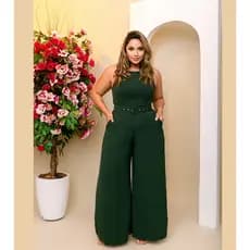 Macacão Feminino Longo Pantalona com Cinto Social Festa Madrinha