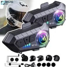 Fone de Ouvido de Capacete Moto Bluetooth Controle De Voz Intercomunicador