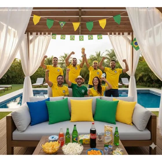 Cortina para pergolado voil 1 parte gazebo quiosque coreto area piscina copa do mundo 2026 futebol
