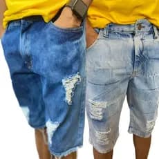Bermuda Jeans masculina Rasgada Desfiada com lycra Short Premium Promocao Promoção