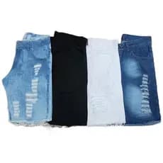 Bermuda Jeans Masculino Preto e Branco Rasgada lycra Mega Oferta Imperdivel Novidade promoção 2025